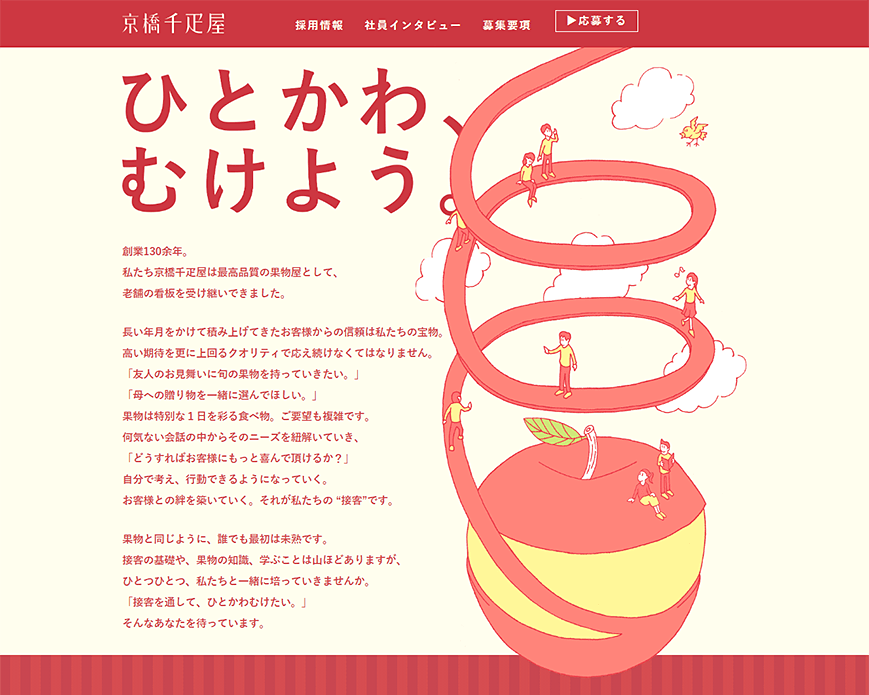 京橋千疋屋採用サイト PC画像